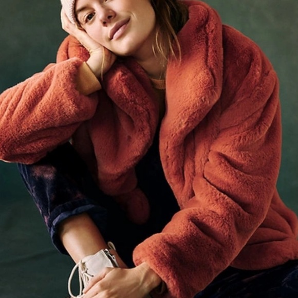 Anthropologie Jackets & Blazers - Nᴡᴛ Aɴᴛʜʀᴏᴘᴏʟᴏɢɪᴇ Fᴀᴜx Fᴜʀ Jᴀᴄᴋᴇᴛ ɪɴ Oʀᴀɴɢᴇ